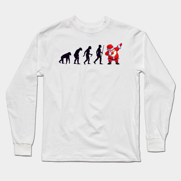 Santa Claus Dabbing Christmas and Evolution Funny Long Sleeve T-Shirt by Just Me Store